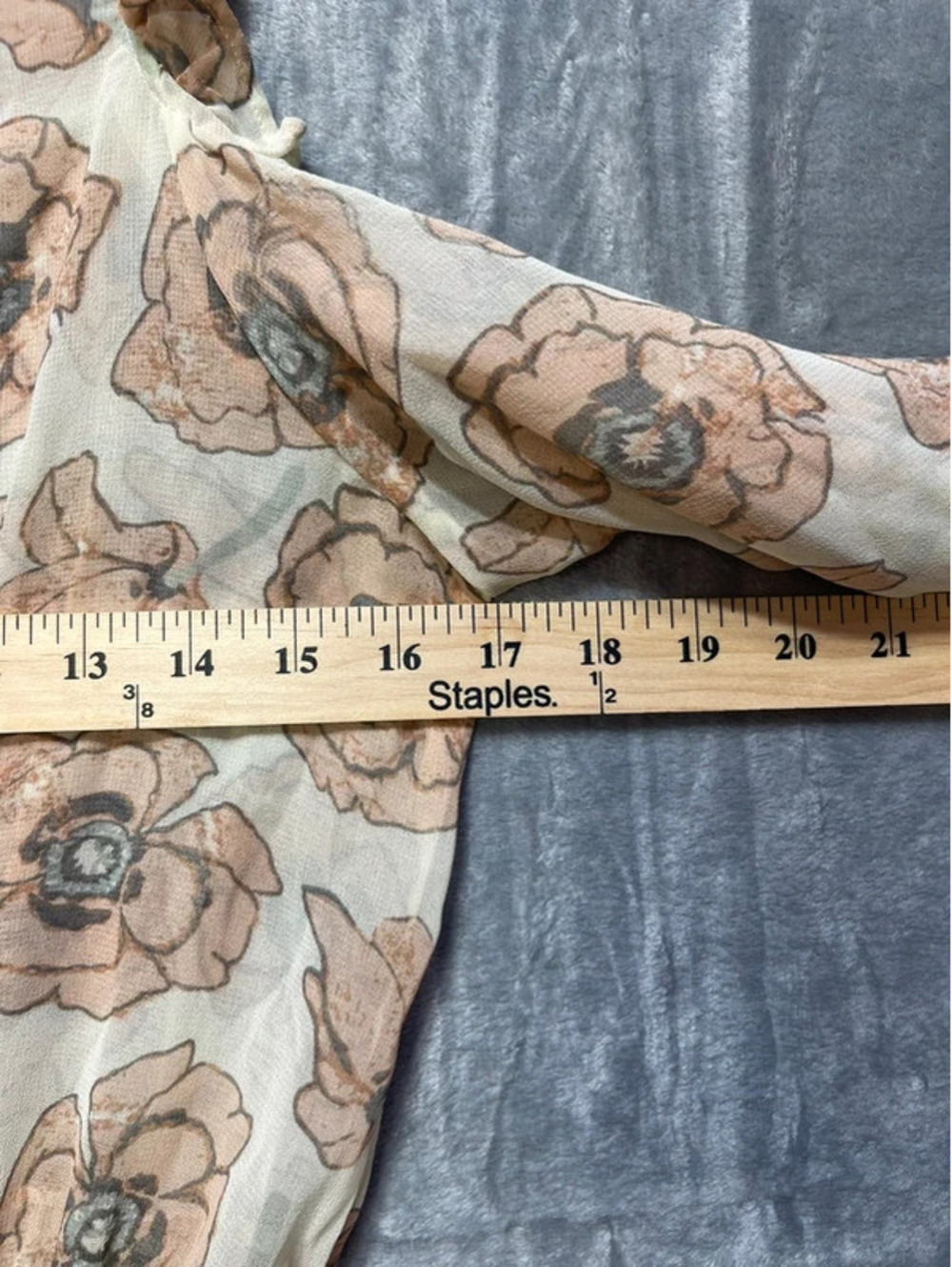 Lucky Brand Women's Floral Cold Shoulder Midi Dress Beige Long Sleeve Large - Picture 8 of 8